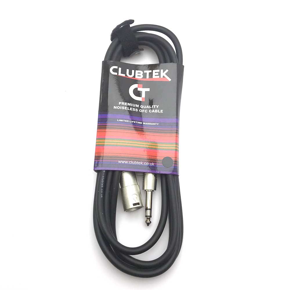 Clubtek XLR Male To Stereo Jack Lead High Quality Audio Cable 6M