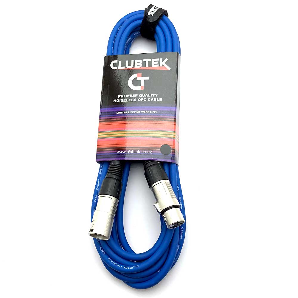 Clubtek Blue XLR Cable 10M Microphone/Balanced Audio Lead