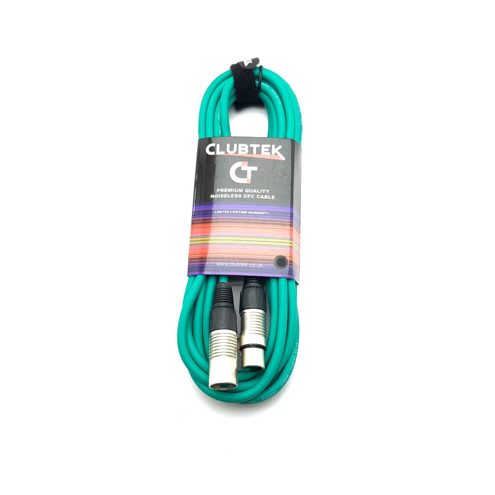 Clubtek Green XLR Cable 6M Microphone/Balanced Audio Lead