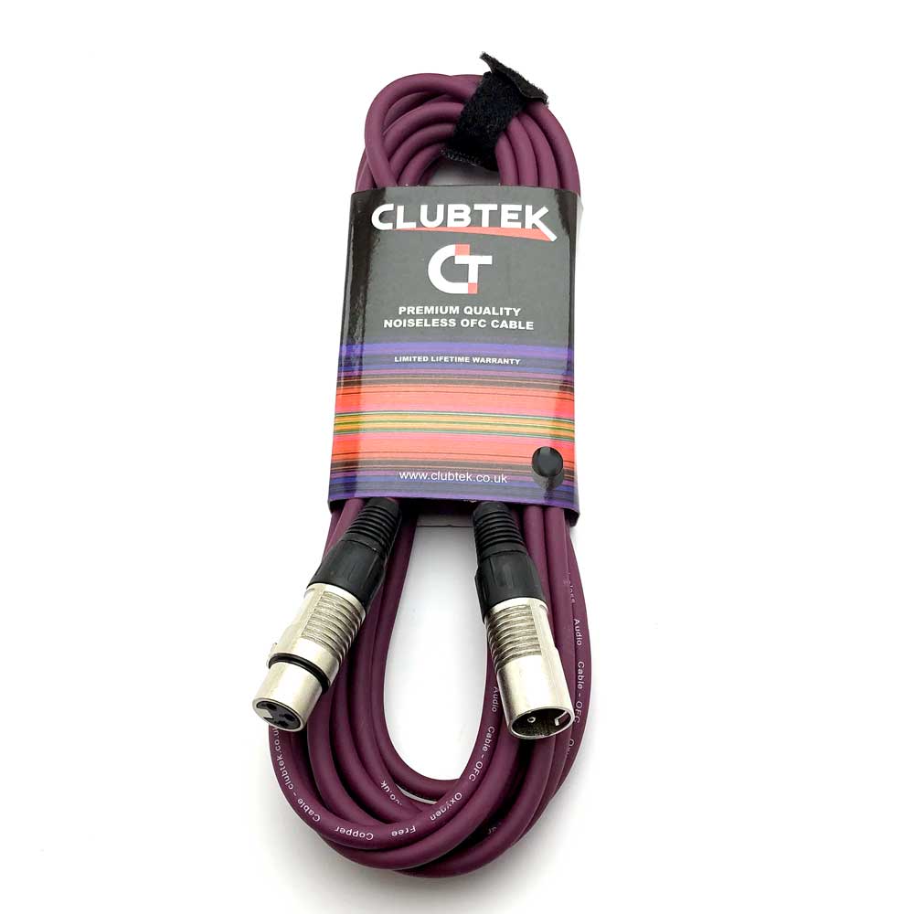 Clubtek Purple XLR Cable 10M Microphone/Balanced Audio Lead