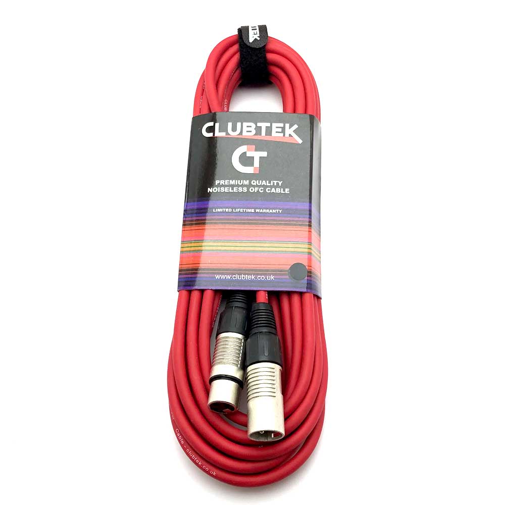 Clubtek Red XLR Cable 10M Microphone/Balanced Audio Lead