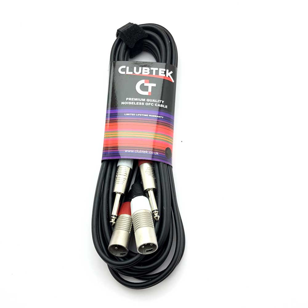 Clubtek Twin XLR Male To Twin Mono Jack Lead High Quality Audio Cable 1.5M
