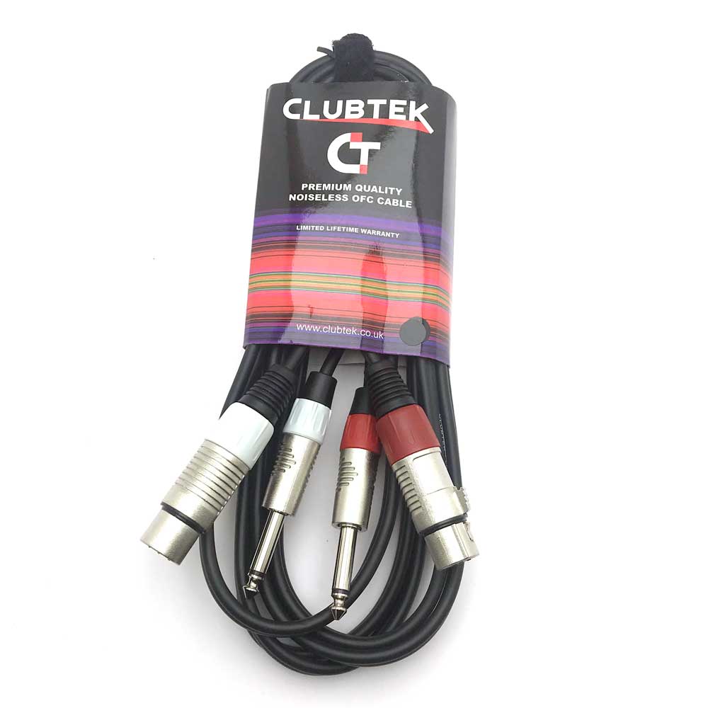 Clubtek Twin XLR Female To Twin Mono Jack Lead High Quality Audio Cable 3M