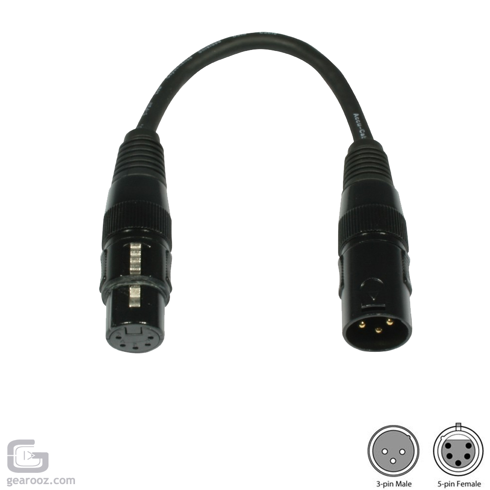 DMX Lighting Desk 5 Pin Female to 3 Pin Male Adaptor Cable