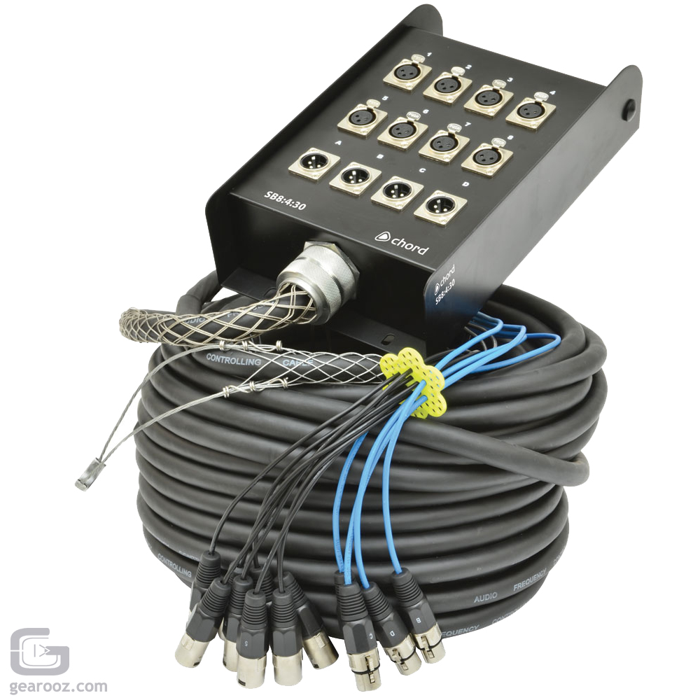 Chord 8 Send 4 Return XLR Stage Box Theatre Cable Extension Snake 30m