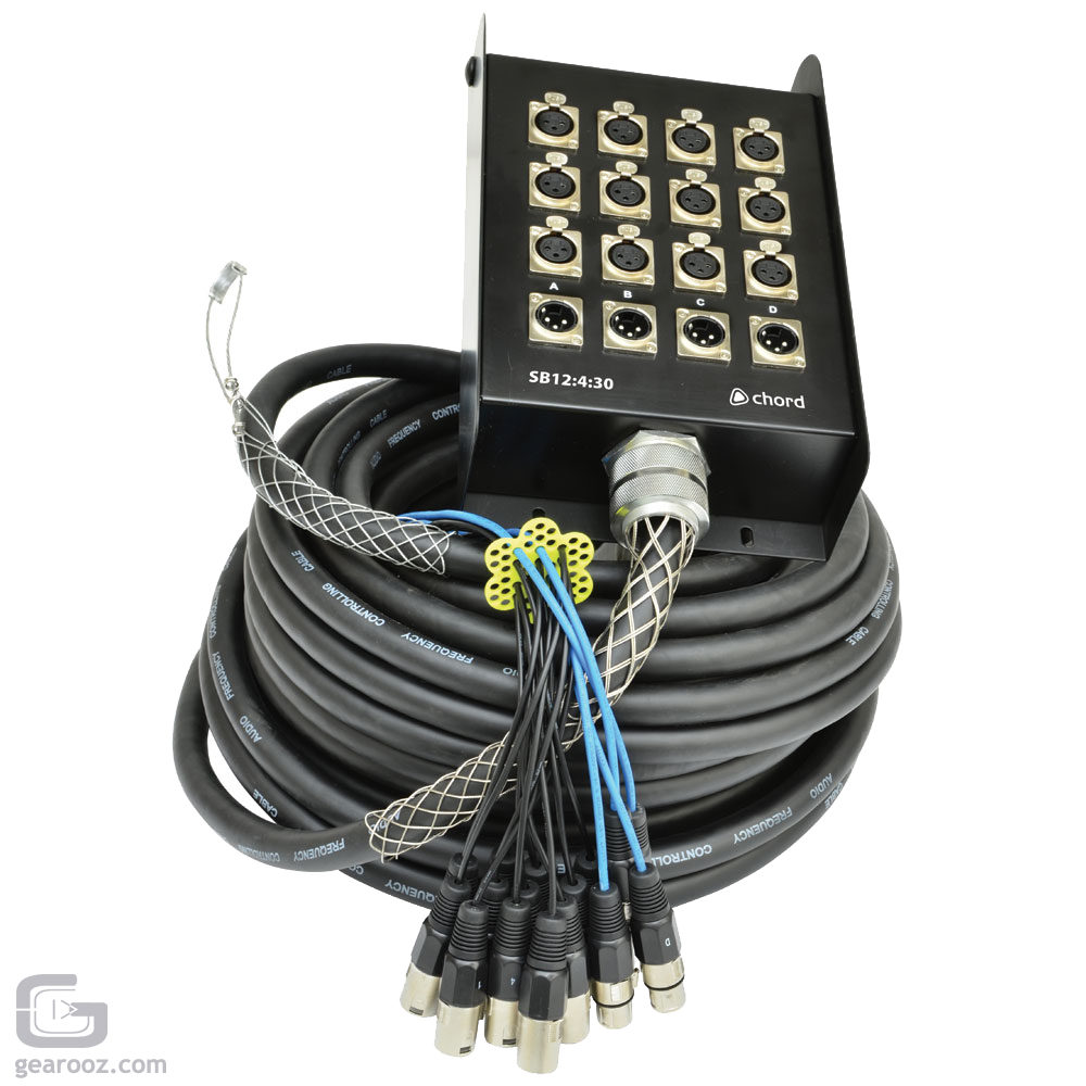 Chord 12 Send 4 Return XLR Stage Box Theatre Cable Extension Snake 30m
