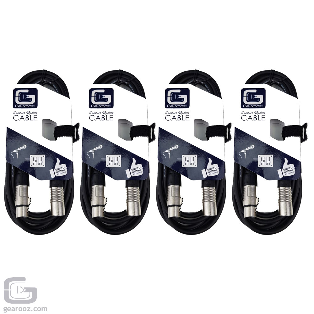 Clubtek XLR Cable 3M Microphone/Balanced Audio Lead - 4 Pack