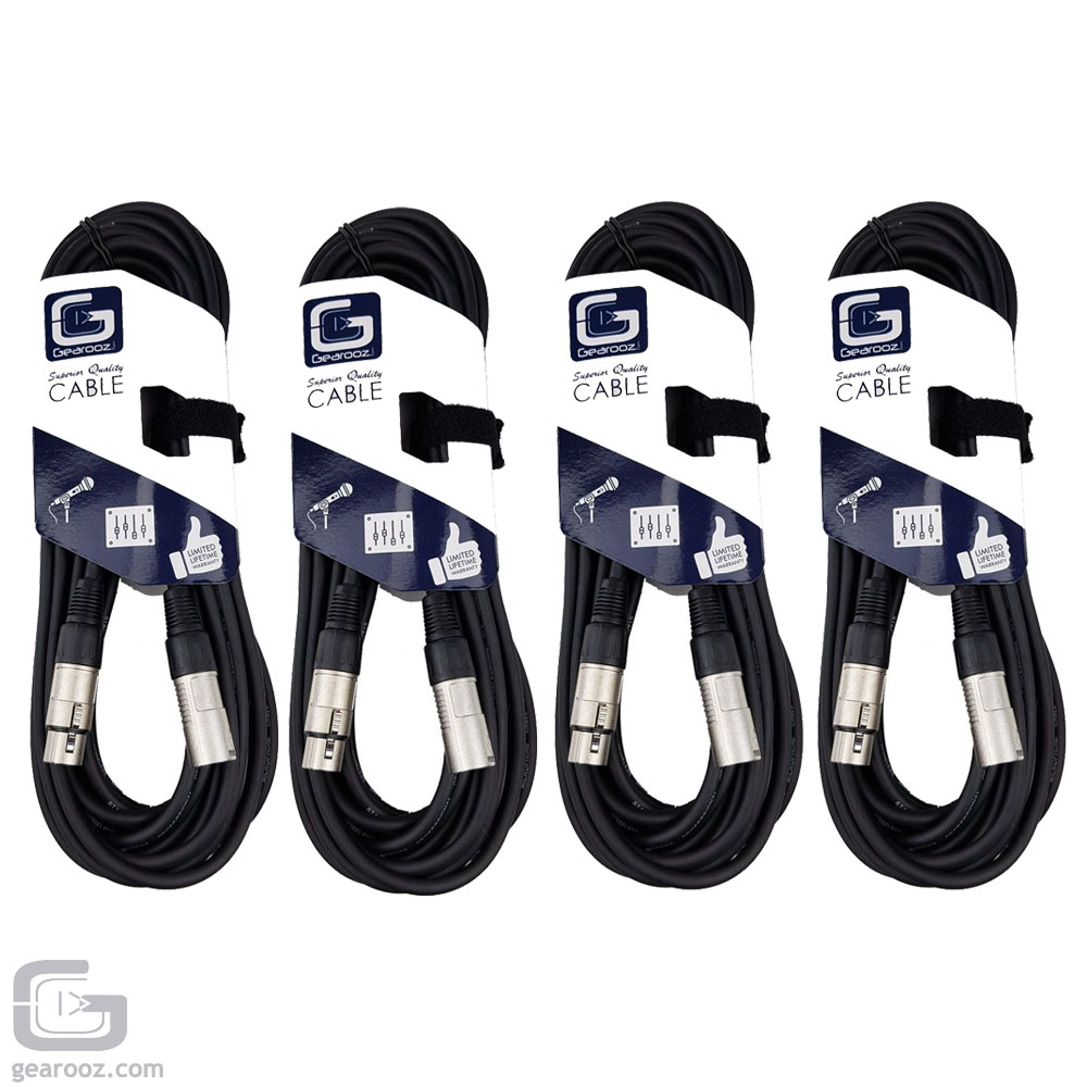 Clubtek XLR Cable 10M Microphone/Balanced Audio Lead - 4 Pack
