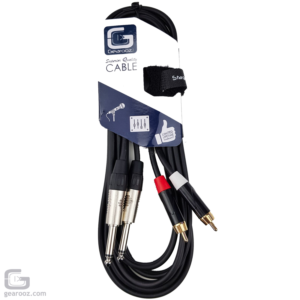 Clubtek Twin Phono To Twin Mono 6.3mm Jack Cable 3M