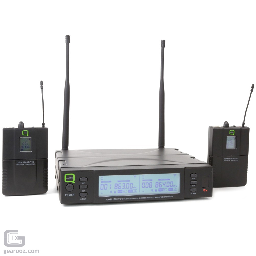 Q-Audio QWM 1960 V2 BP UHF Dual Channel Wireless Microphone System Channel 38
