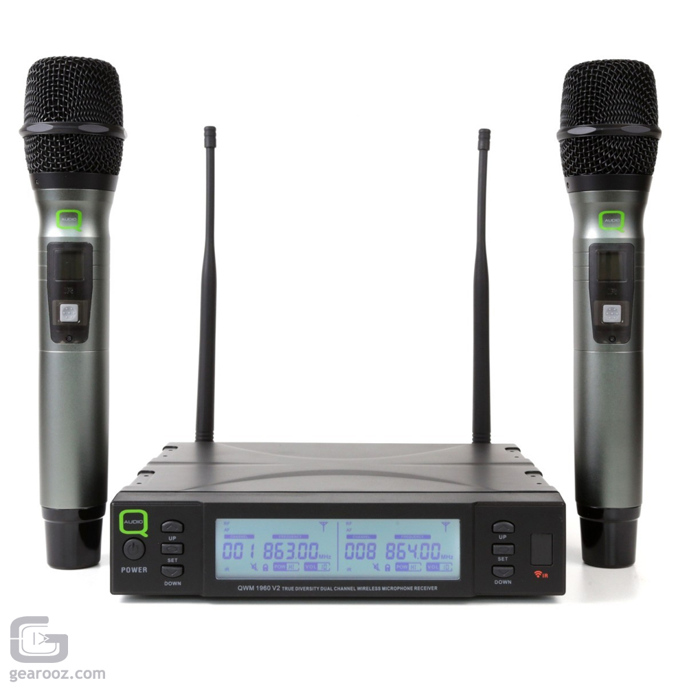 Q-Audio QWM 1960 V2 HH UHF Dual Channel Wireless Microphone System Channel 38